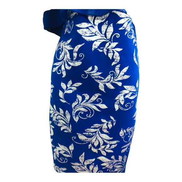 EnFocus studio blue sheer veil cape silver foil print sheath dress size 8P new - Picture 6 of 16